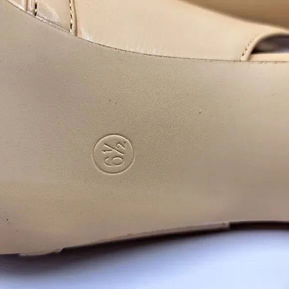 Womens Pumps Size 6.5 Tan Kitten Heels Pointed Toes Stiletto Sling Back Wedding - Picture 6 of 9